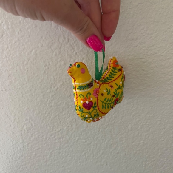 Christmas Ornament FOLK BIRD Embroidered Beads - Picture 2 of 6